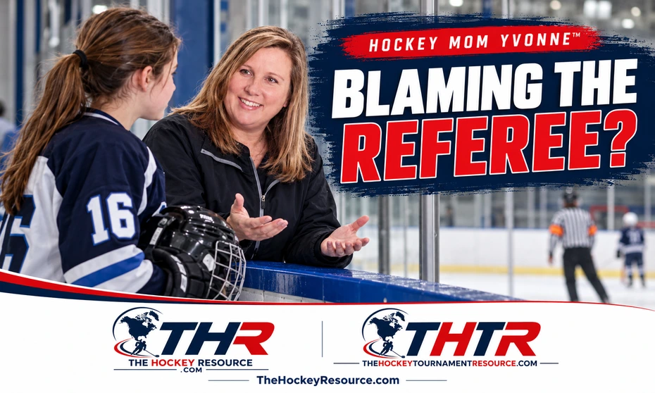 Hockey Referee - Hockey Mom Yvonne helps a Player reflect after blaming an official for a loss.
