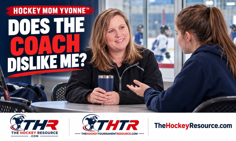 Hockey Coach - Hockey Mom Yvonne listens to a Player's concerns about their Coach.
