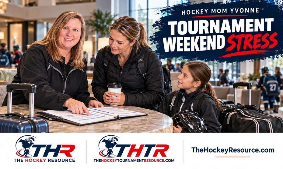 Hockey Tournament - Hockey Mom Yvonne helps a family plan a less stressful Hockey tournament weekend.