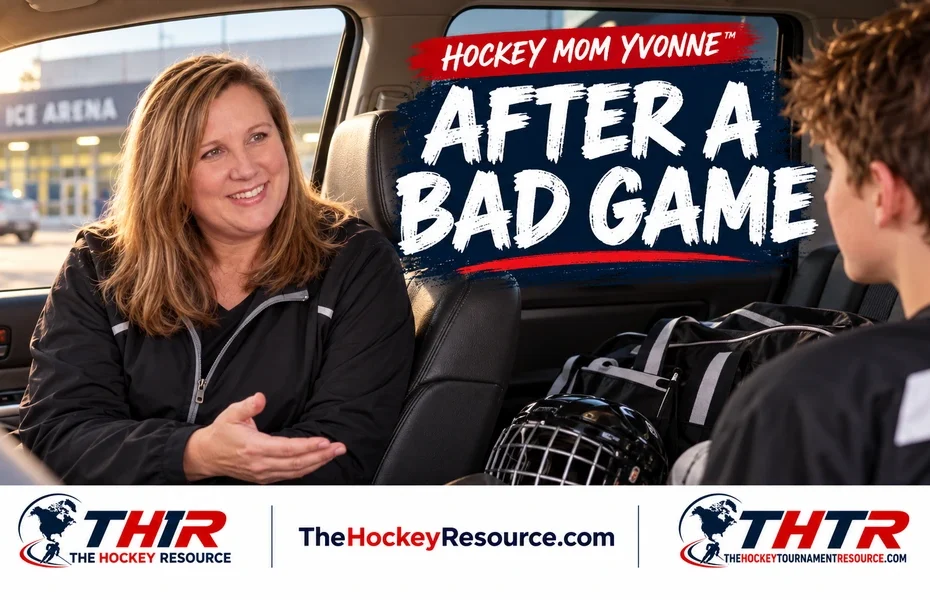 bad hockey game - Hockey Mom Yvonne listens to a young Player after a difficult game.