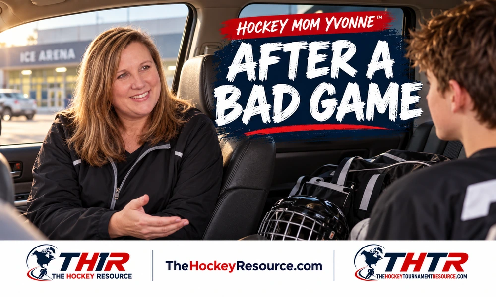 bad hockey game - Hockey Mom Yvonne listens to a young Player after a difficult game.