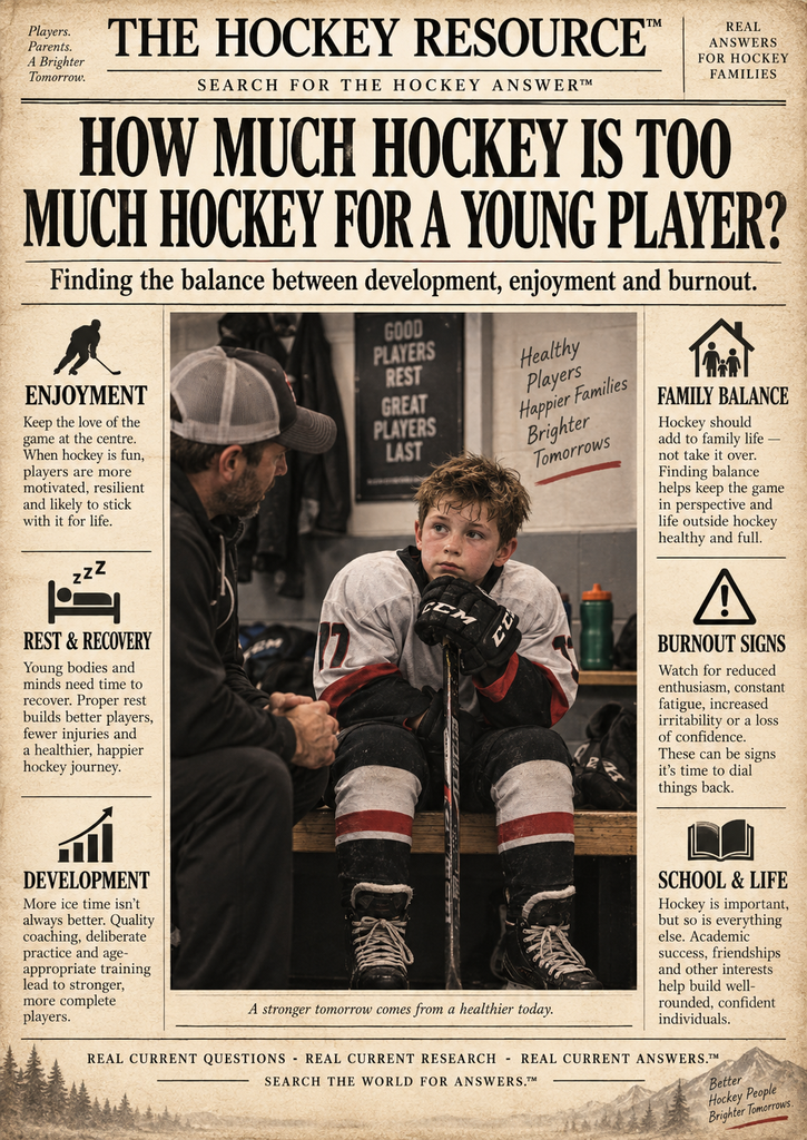 How much Hockey is too much for a young Player? Vintage newspaper illustration
